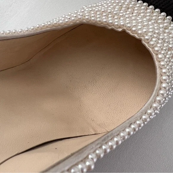 CHANEL || CC Logo Pearl Embellished Black Cap Toe Sequin High Heel Pumps EU 40 - Picture 11 of 15